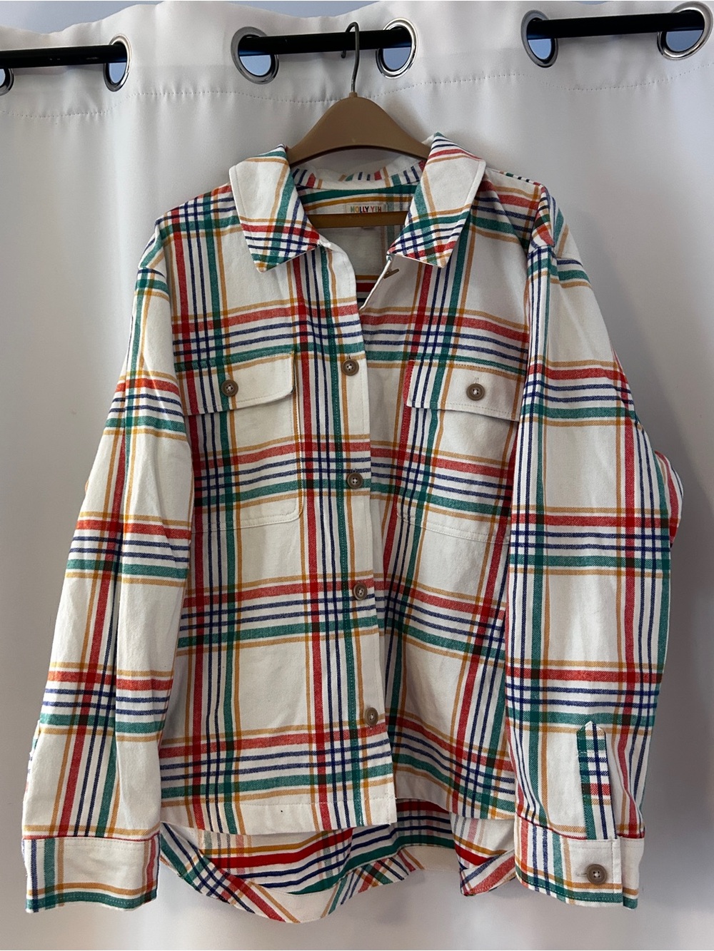 New with tags Molly Yeh Cream Plaid Button-Up Jacket